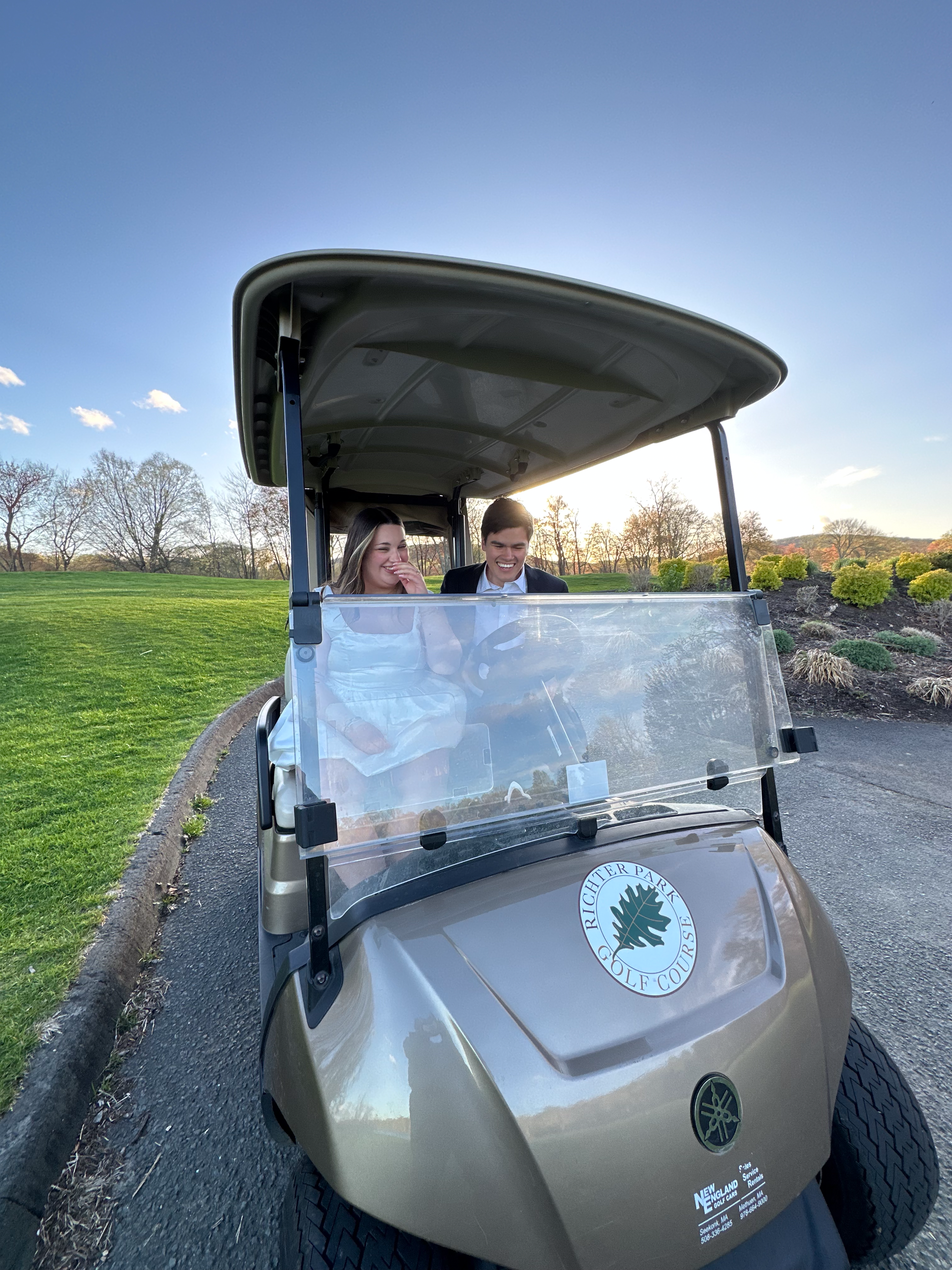 A candid golf cart moment